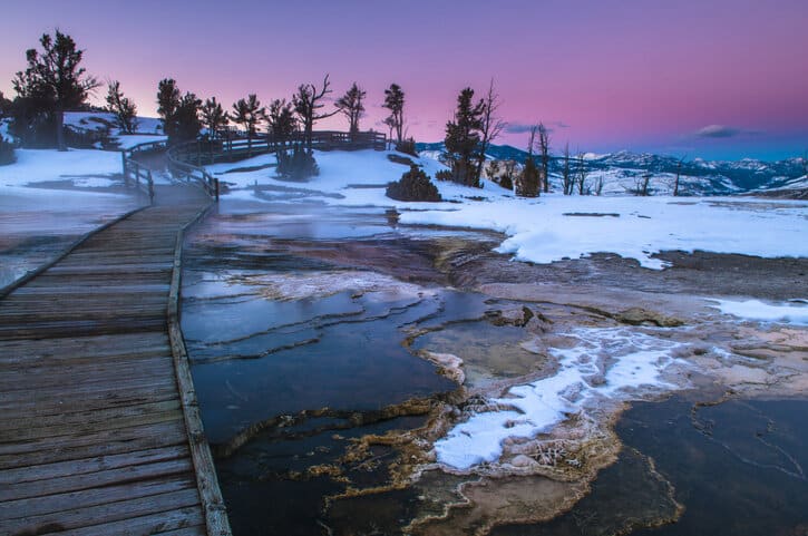 Beautiful Winter Sunset in Yellowstone